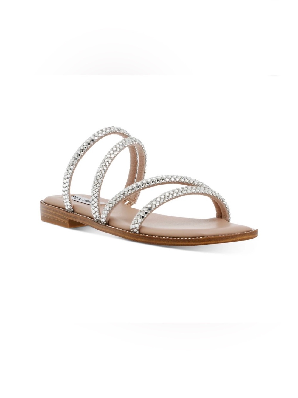 Steve Madden Silver Rhinestone Embellished Slide Sandal